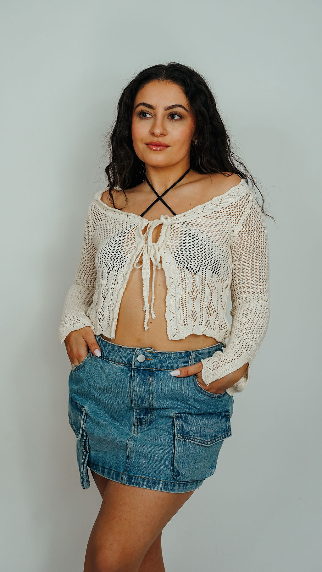 Colleen Cargo Denim Mini Skirt
