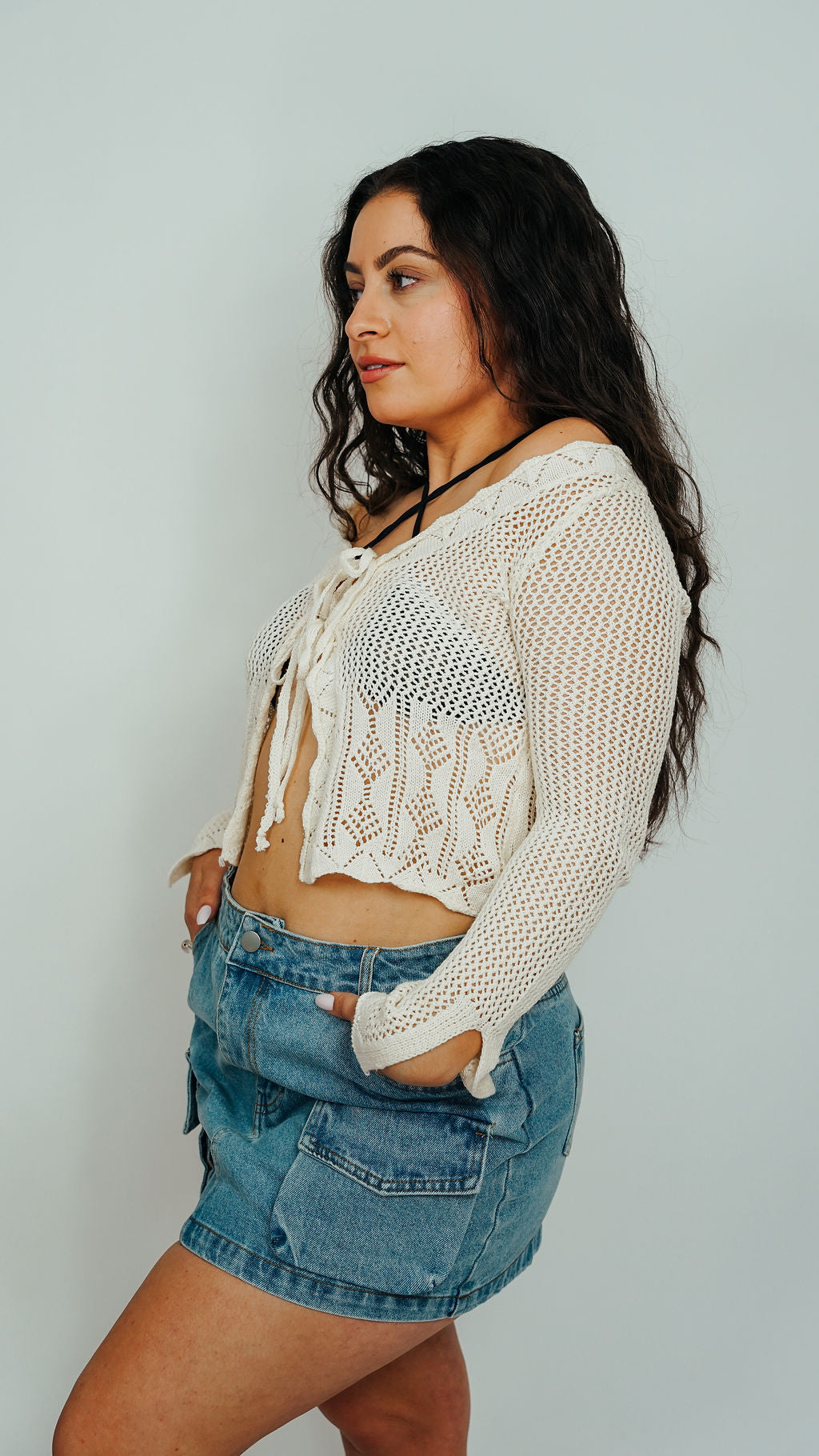 Colleen Cargo Denim Mini Skirt