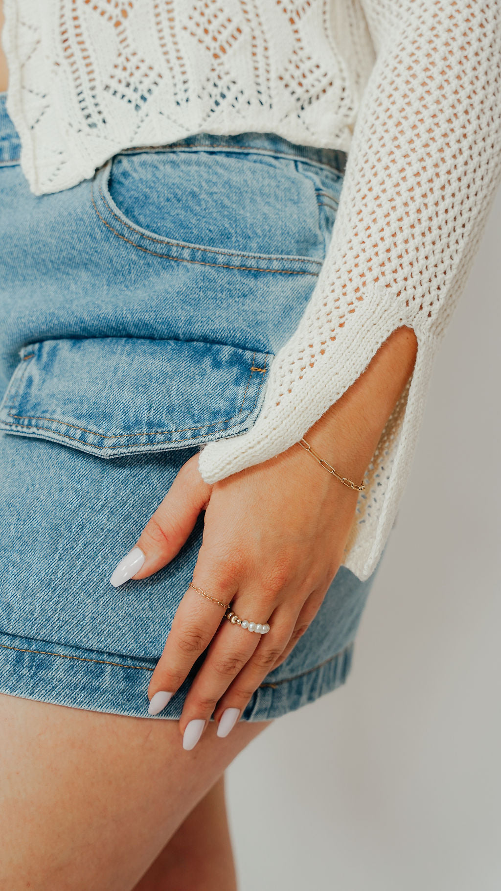 Colleen Cargo Denim Mini Skirt