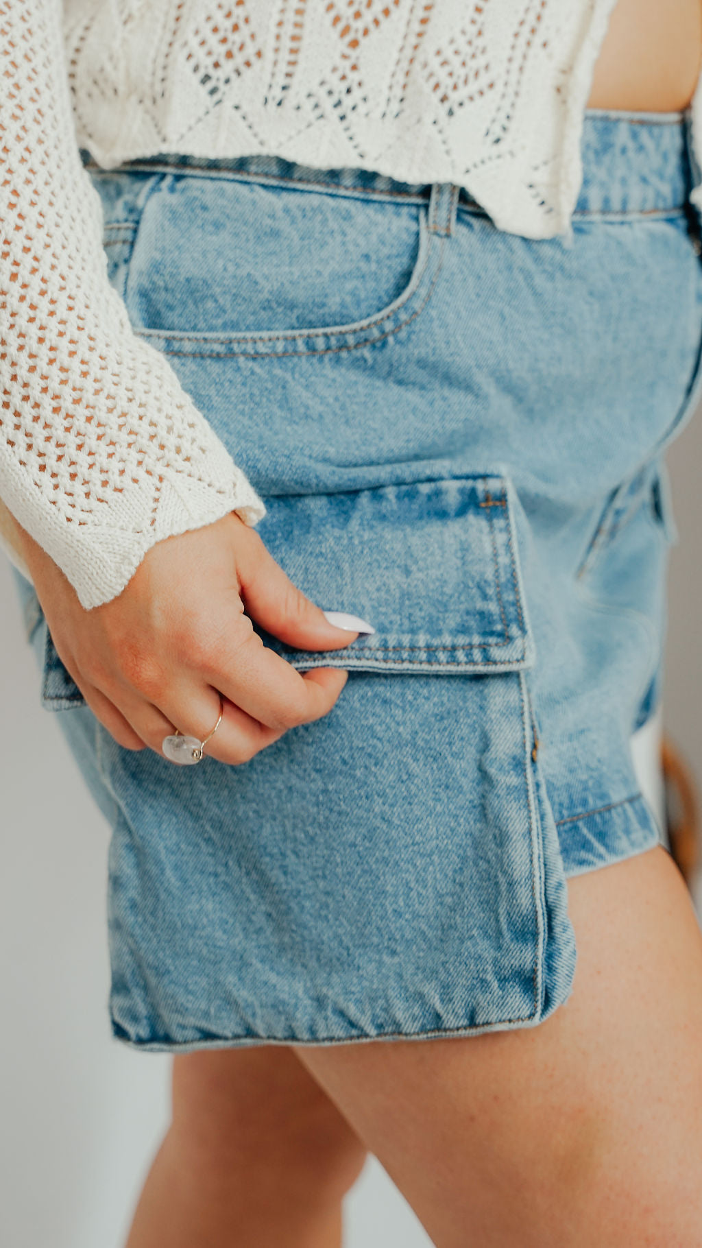 Colleen Cargo Denim Mini Skirt