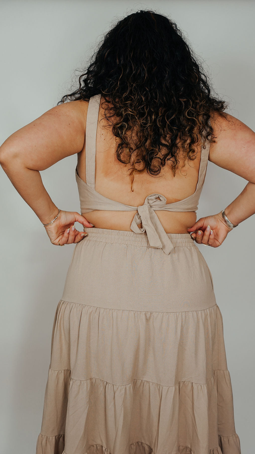Clara Linen Tiered Midi Skirt Set