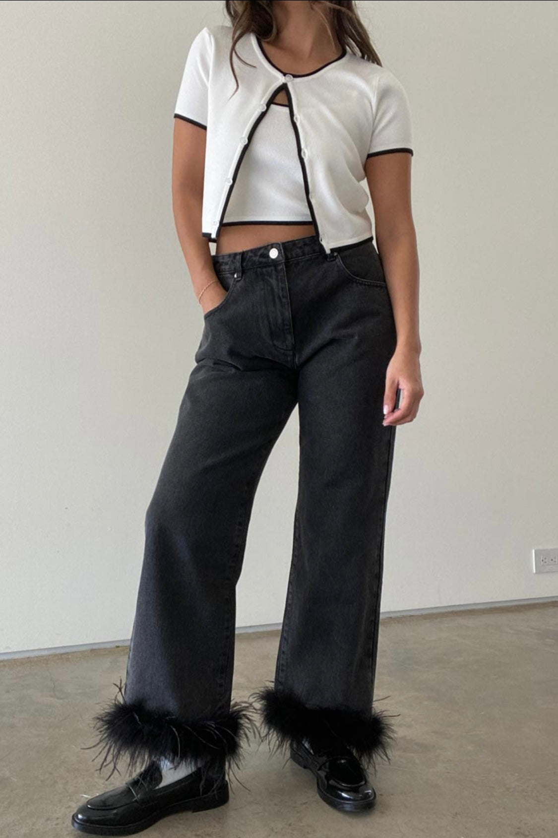 Devin Feather Trim Jeans