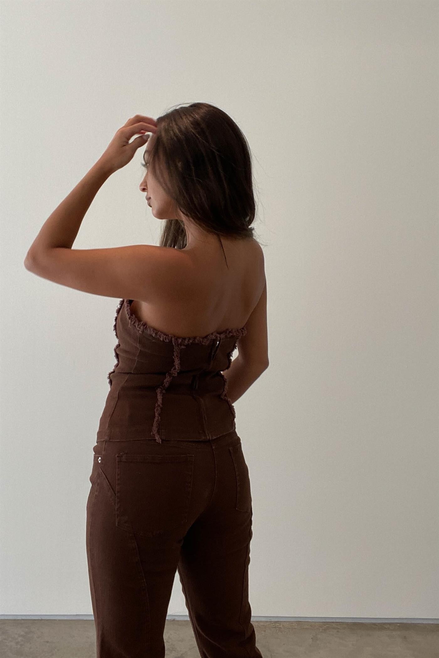 Carson Denim Fringe Tube Top