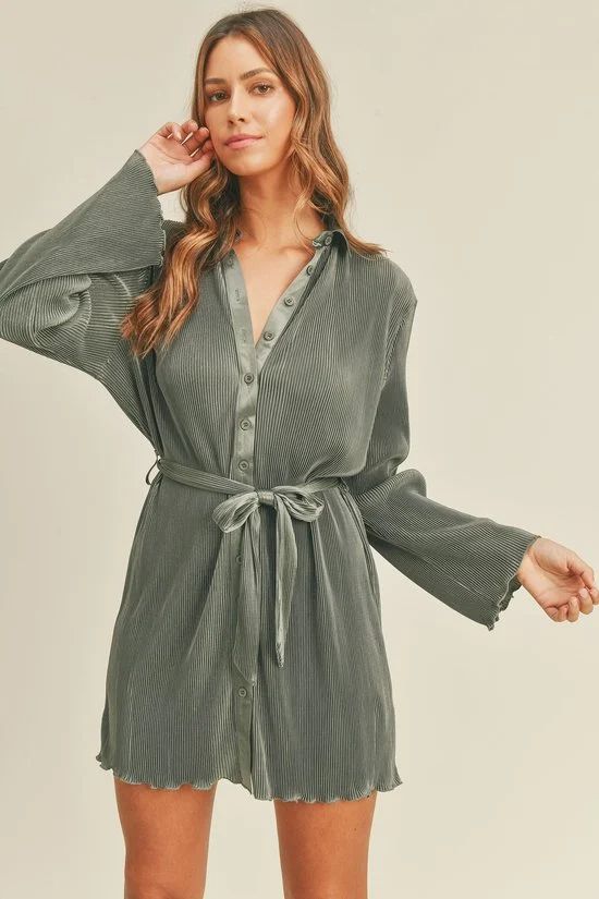 Bala Pleated Shirt Dress