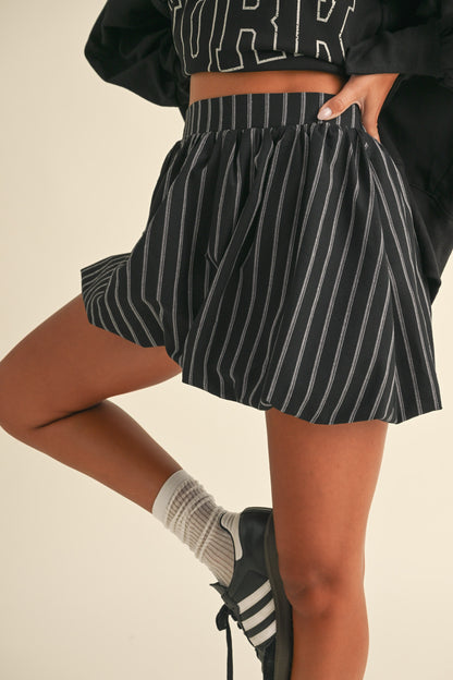 Elizabeth Striped Bubble Mini Skirt