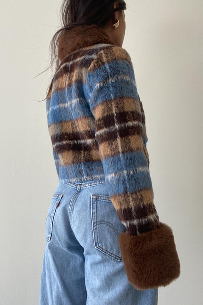 Dustyn Fur Trim Plaid Jacket