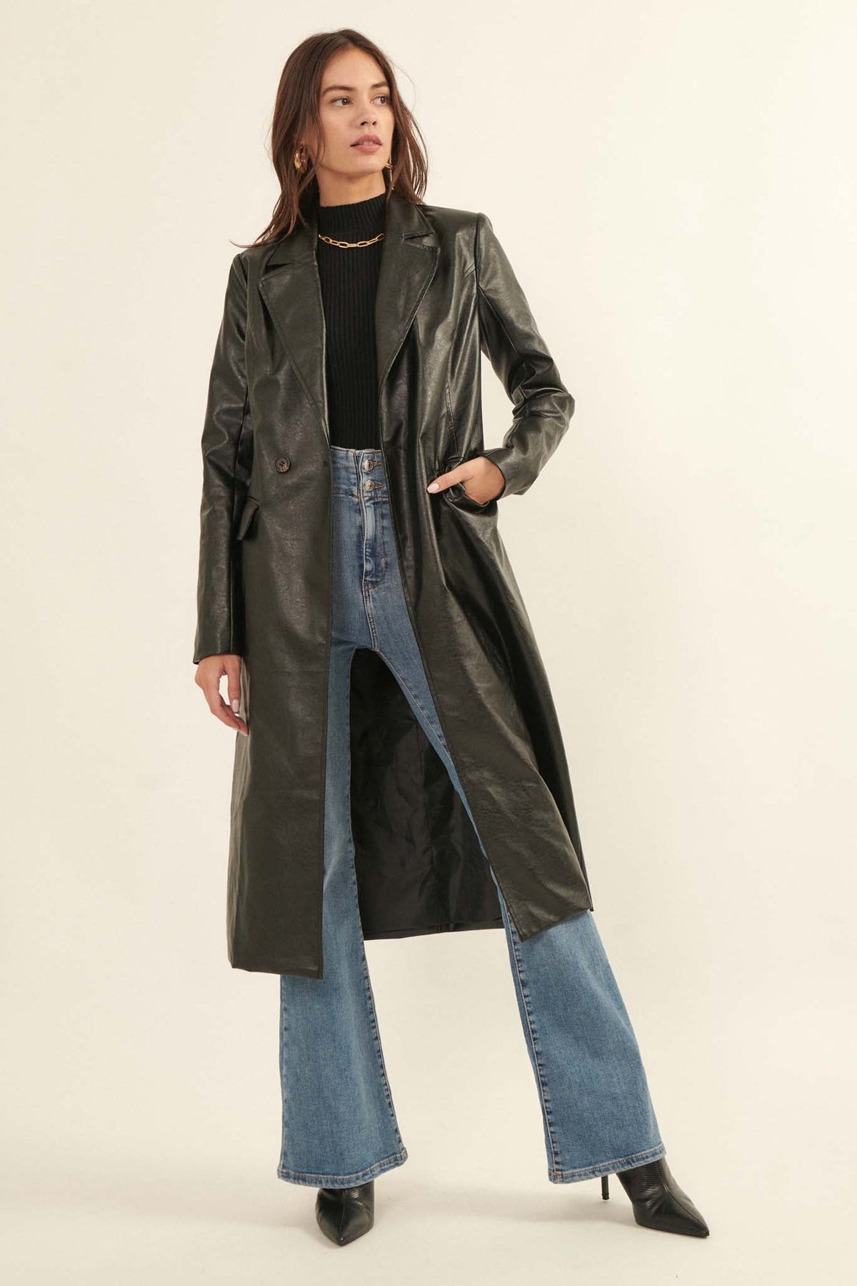 Della Vegan Leather Trench Coat