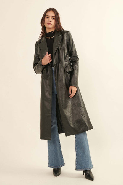 Della Vegan Leather Trench Coat