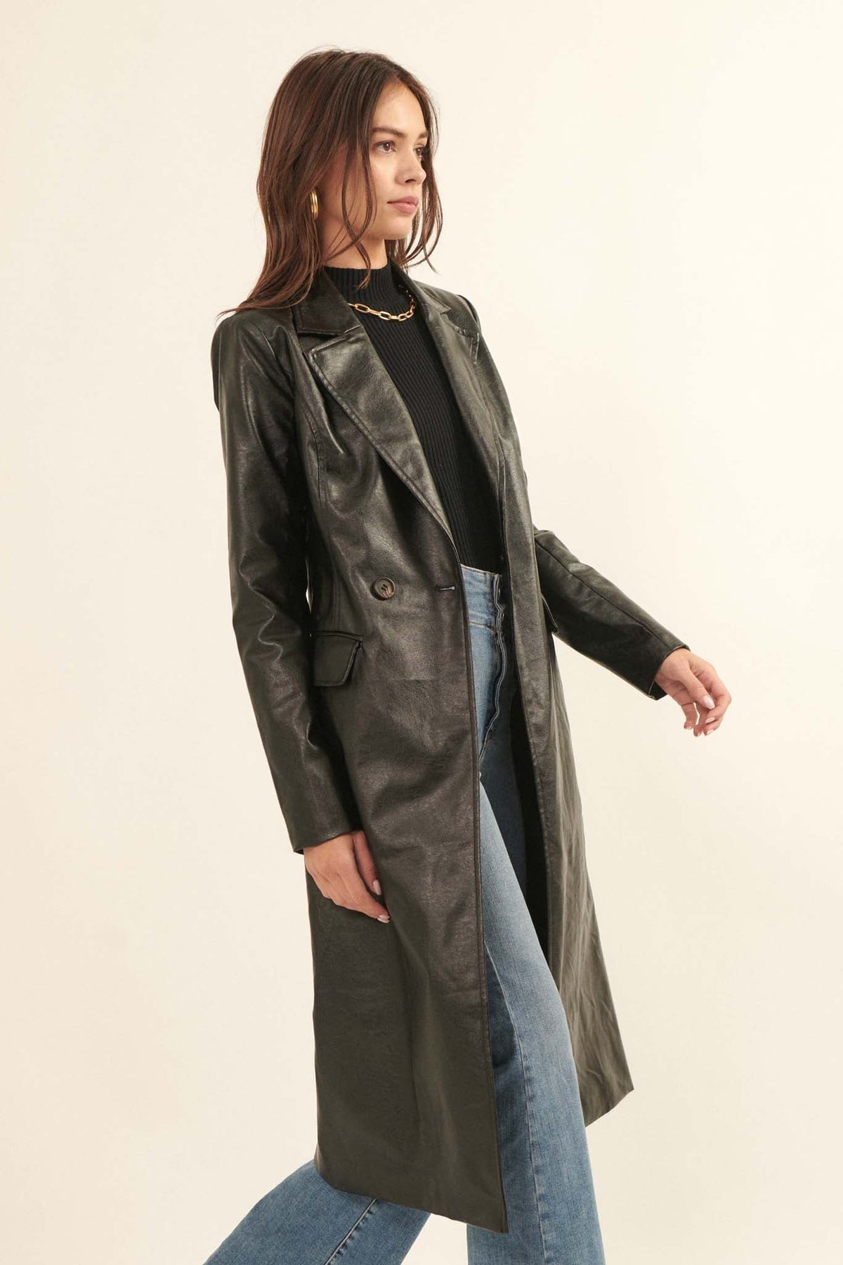 Della Vegan Leather Trench Coat