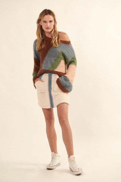 Donna Sherpa Mini Skirt