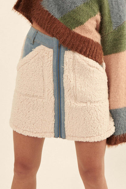 Donna Sherpa Mini Skirt