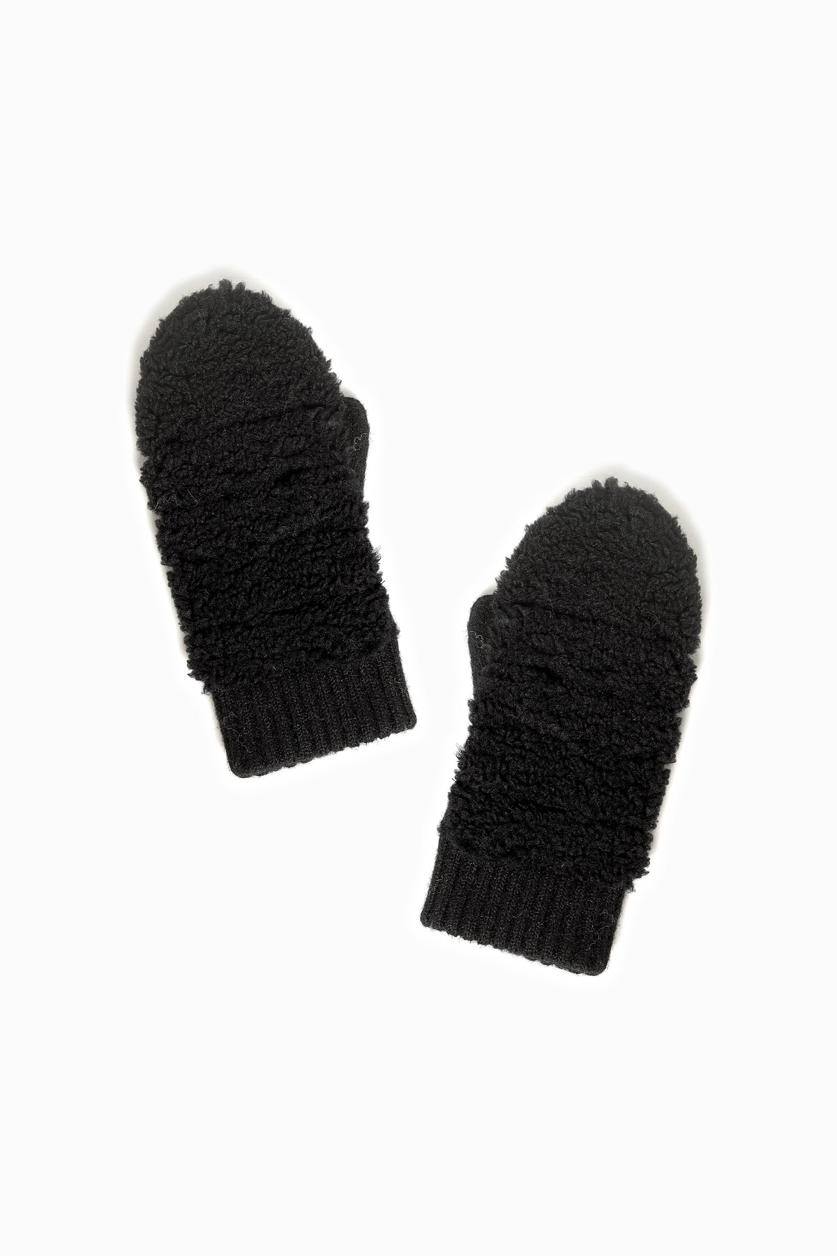 Knit Cuff Sherpa Mittens