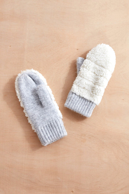 Knit Cuff Sherpa Mittens