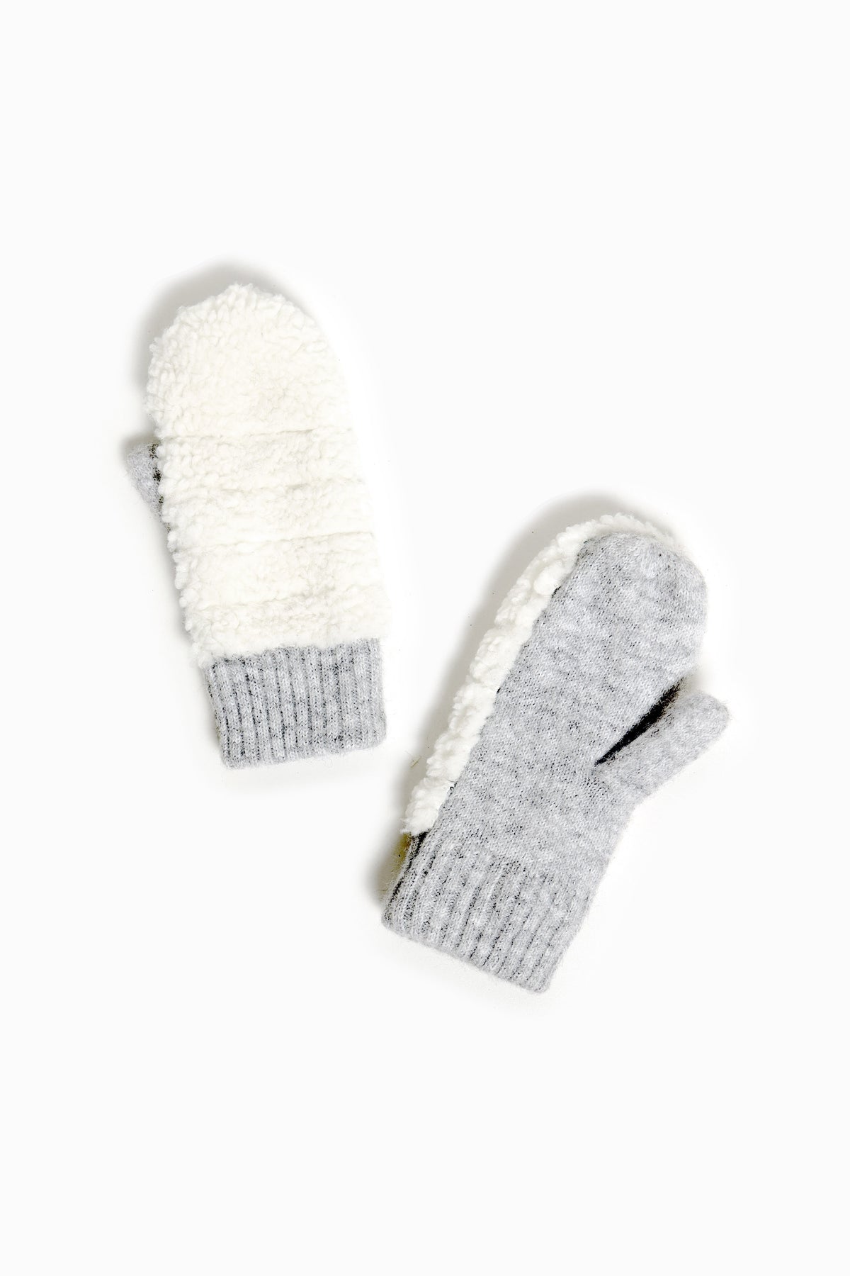 Knit Cuff Sherpa Mittens