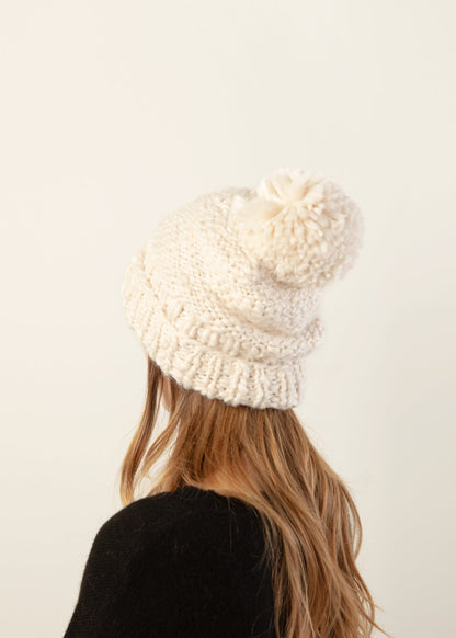 Look By M Basic Mango Yarn Pompom Hat