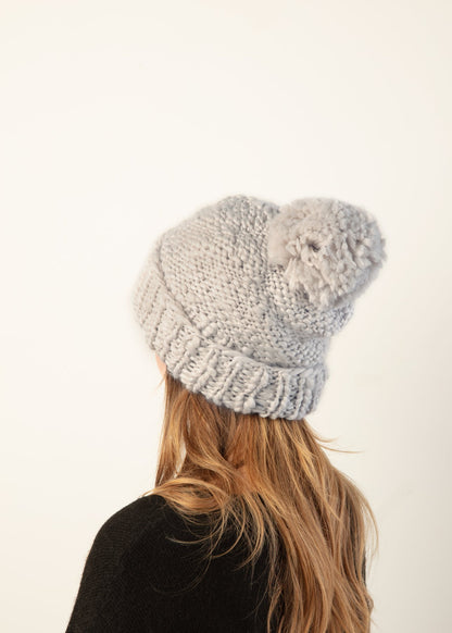 Look By M Basic Mango Yarn Pompom Hat