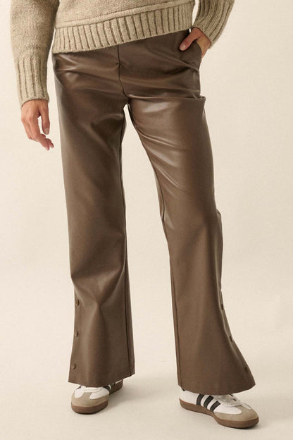 Dahlia Vegan Leather Snap-Cuff Pants