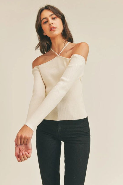 Blythe Cold Shoulder Halter Sweater