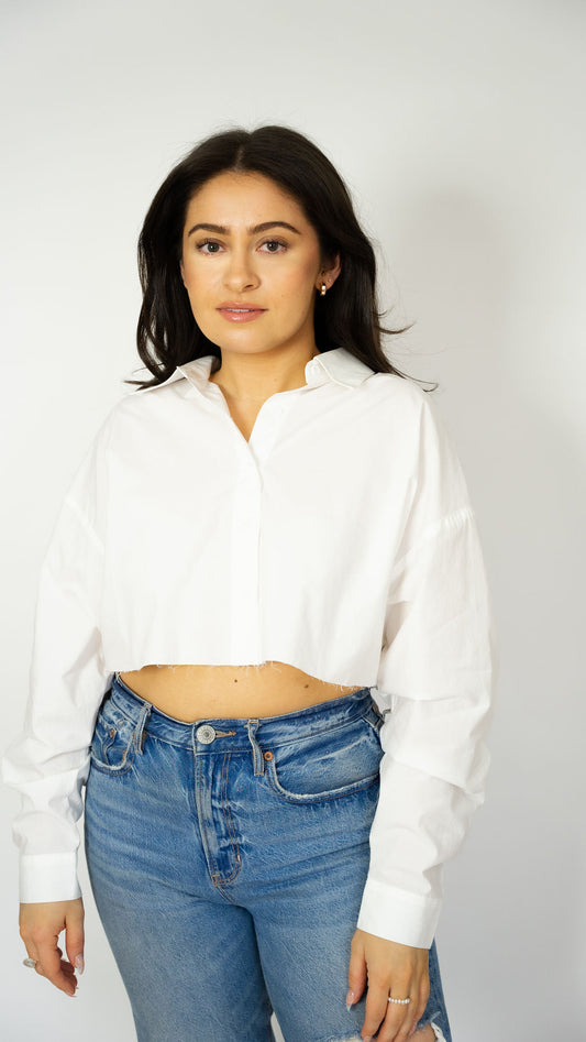 Candace Cropped Button Up Top