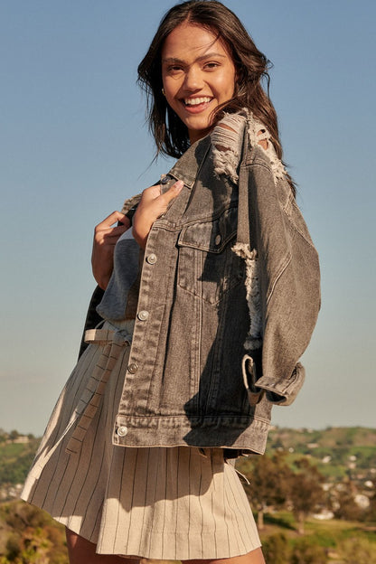 Avril Distressed Denim Jacket