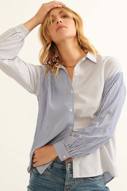 Bailey Striped Colorblock Button-Up