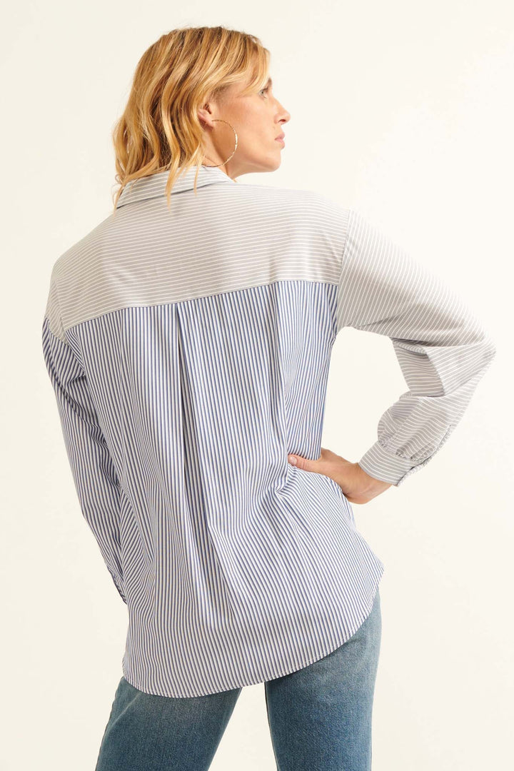 Bailey Striped Colorblock Button-Up