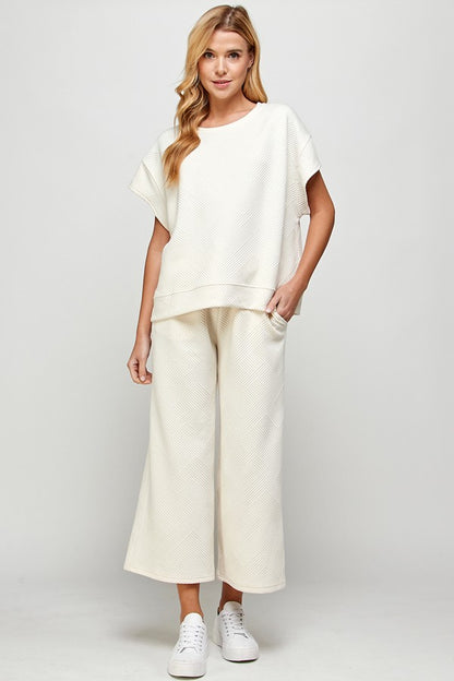 Annette Textured Wide Leg Sweatpants