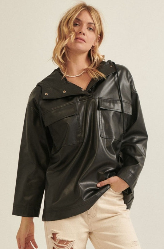 Brooklyn Vegan Leather Hoodie