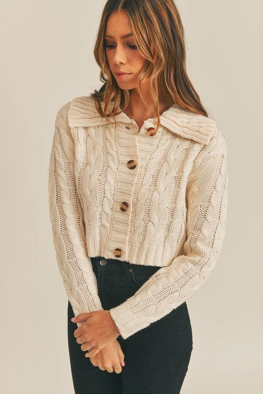 Blaire Cable Knit Cropped Cardigan