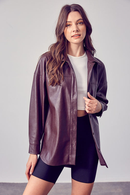 Bridget Vegan Leather Button-Up