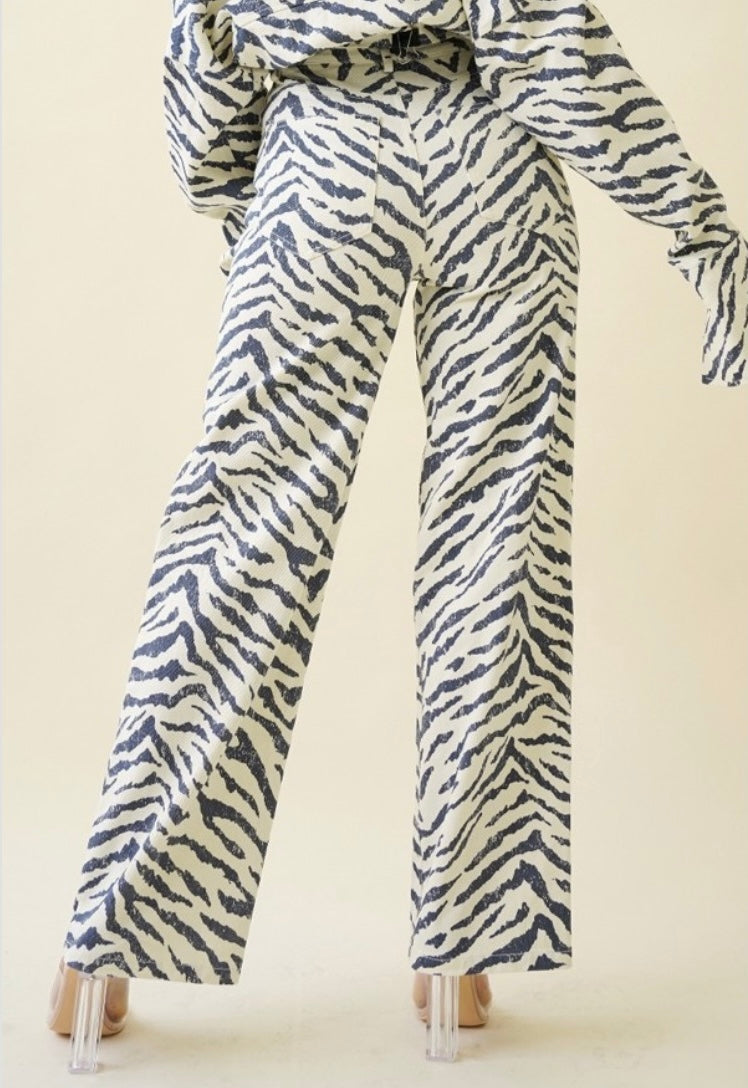 Alanna Zebra Wide Leg Jeans