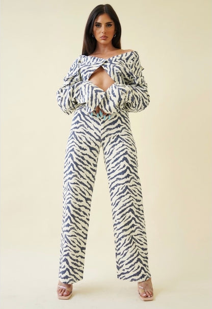 Alanna Zebra Wide Leg Jeans