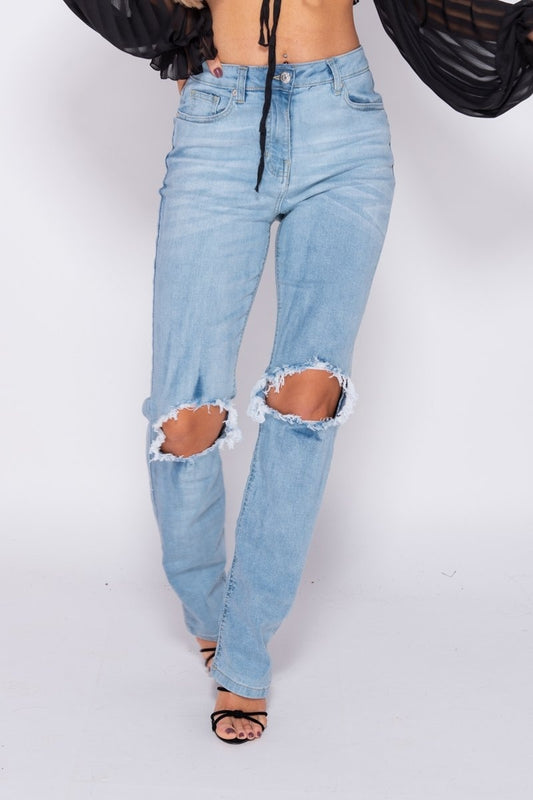 Andrea Distressed Straight Leg Jeans
